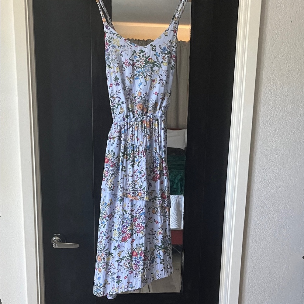 a new day Light Blue Floral Asymmetrical Midi Dress